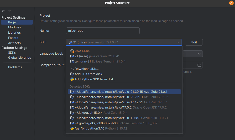 SDK settings